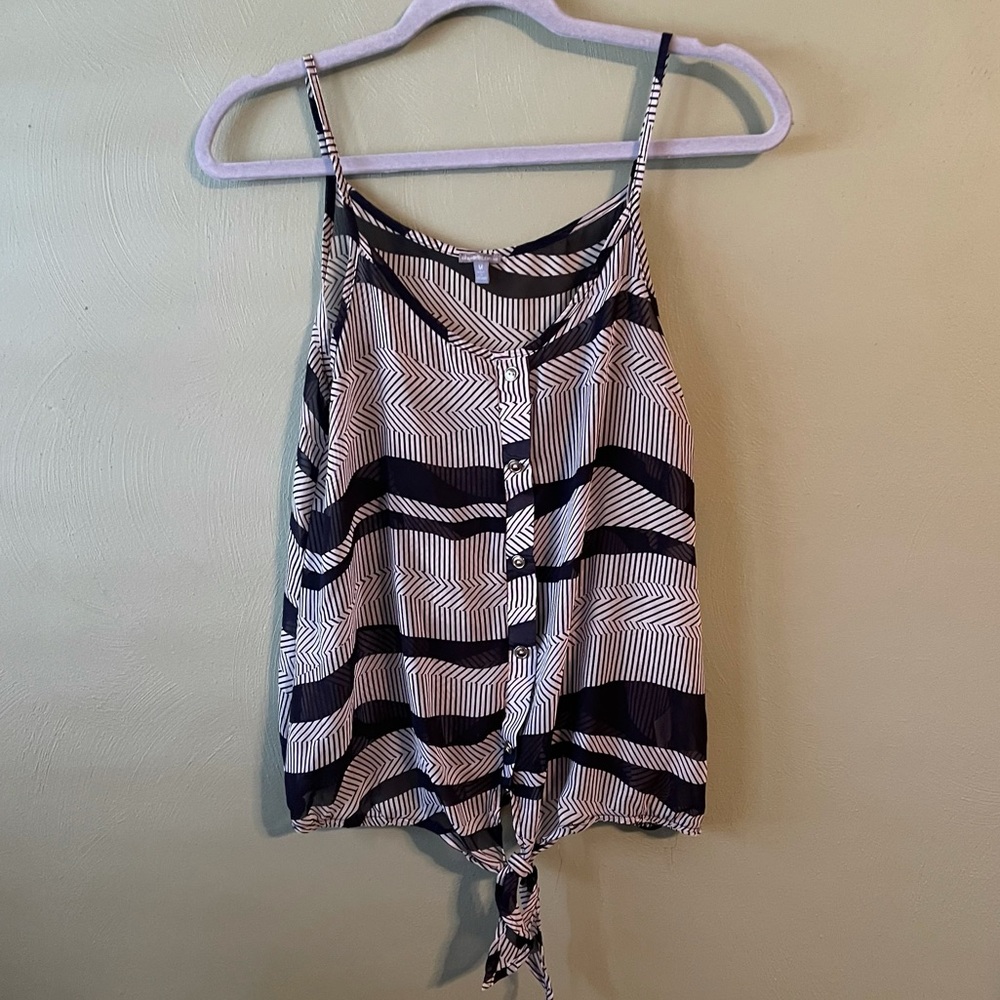 Blue white striped sheer top